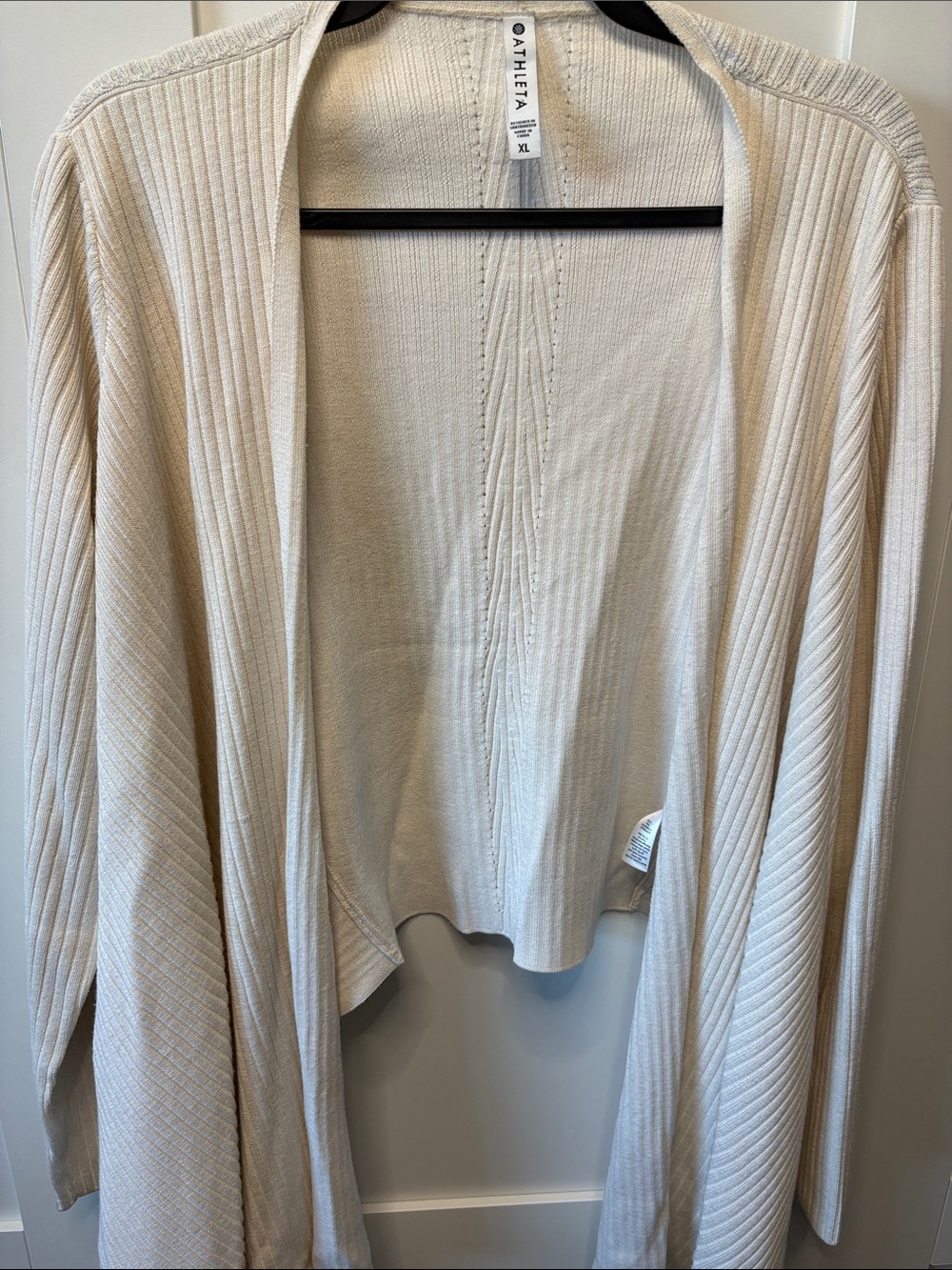 Athleta Ivory Ribbed Open-Front Draped Cardigan - Picture 4 of 6